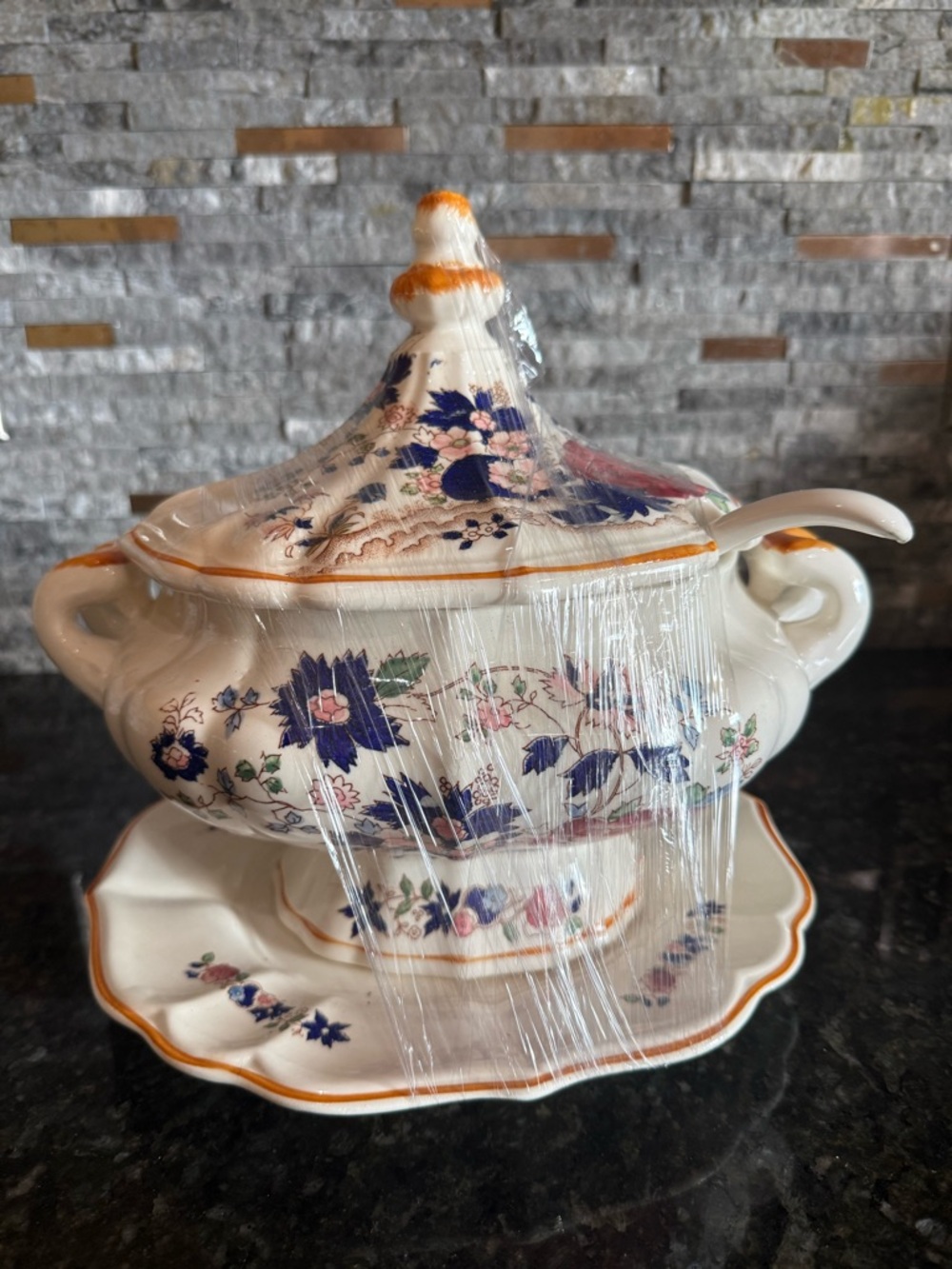 Vintage Royal Seally Floral Large Serving Tureen with Plate/Ladle